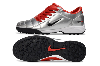 Nike Total 90 II TF Football Shoes - Silver/Black/Red
