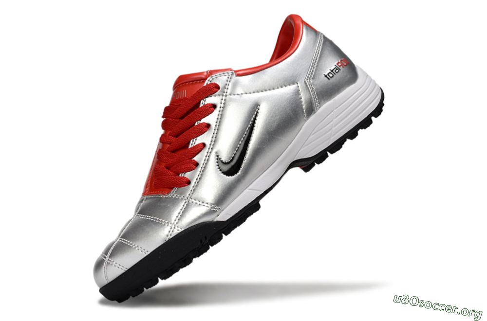 Nike Total 90 II TF Football Shoes - Silver/Black/Red 5