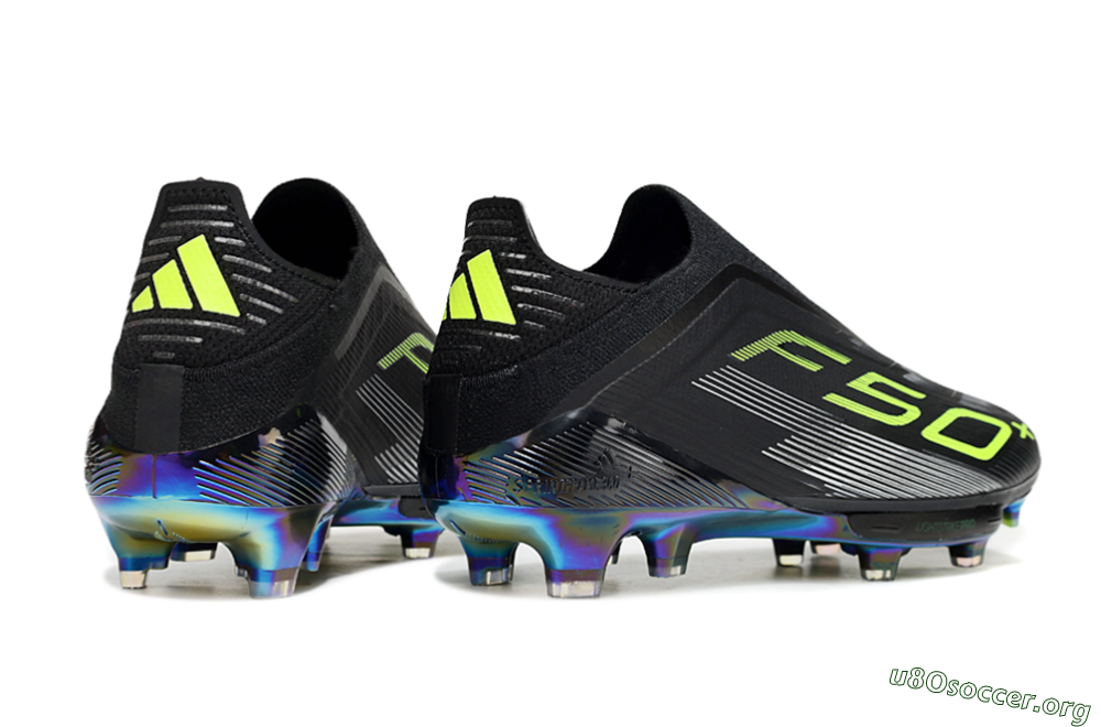 Adidas F50+ Elite Lightstrike Pro Laceless FG Football Boots - Black/Yellow/Silver 6