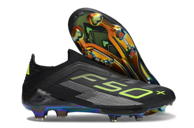 Adidas F50+ Elite Lightstrike Pro Laceless FG Football Boots - Black/Yellow/Silver