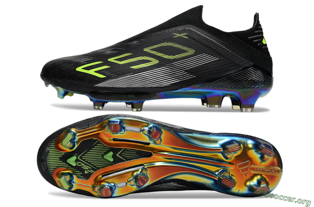 Adidas F50+ Elite Lightstrike Pro Laceless FG Football Boots - Black/Yellow/Silver 1