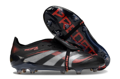 Adidas Predator 25 Elite Foldover Tongue FG Football Boots - Black/Silver/Red