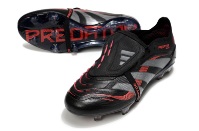 Adidas Predator 25 Elite Foldover Tongue FG Football Boots - Black/Silver/Red