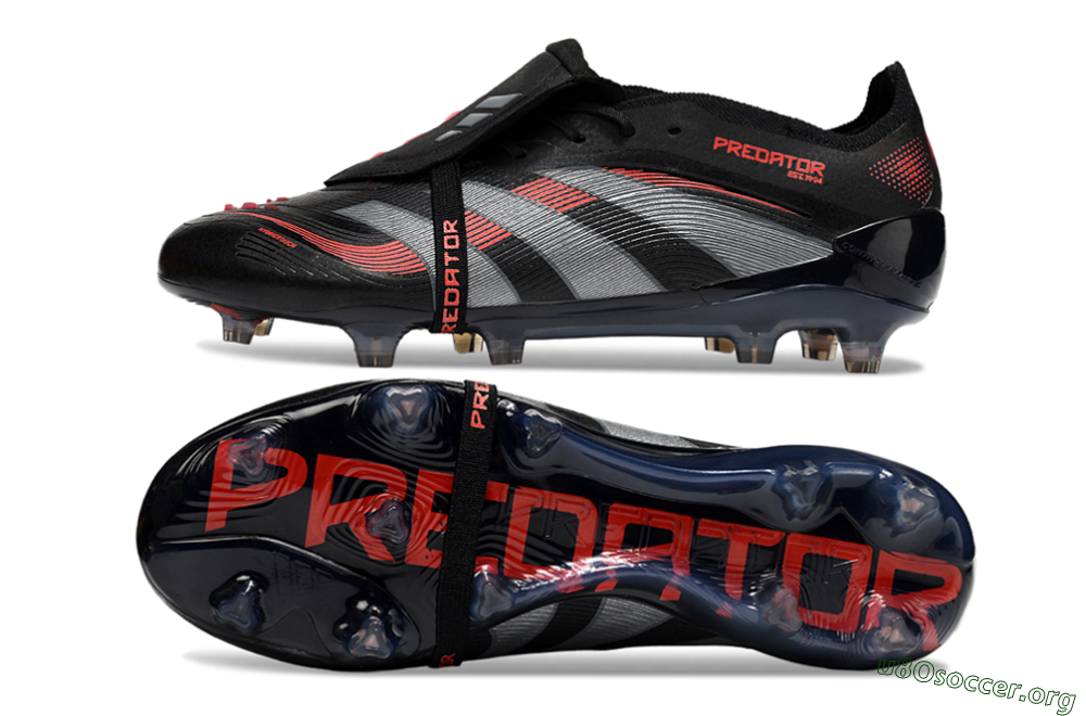 Adidas Predator 25 Elite Foldover Tongue FG Football Boots - Black/Silver/Red 1