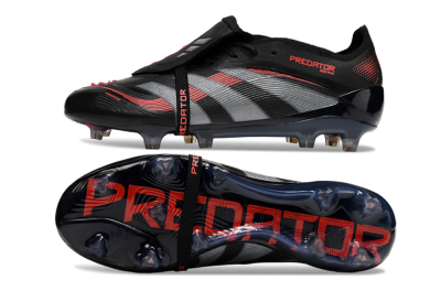 Adidas Predator 25 Elite Foldover Tongue FG Football Boots - Black/Silver/Red