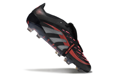 Adidas Predator 25 Elite Foldover Tongue FG Football Boots - Black/Silver/Red