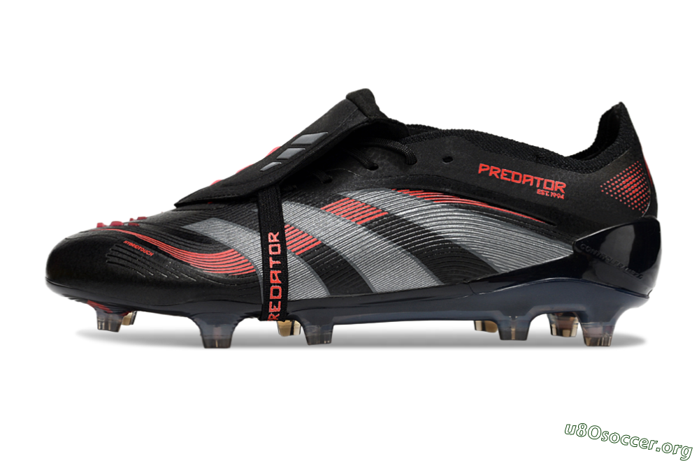 Adidas Predator 25 Elite Foldover Tongue FG Football Boots - Black/Silver/Red 3
