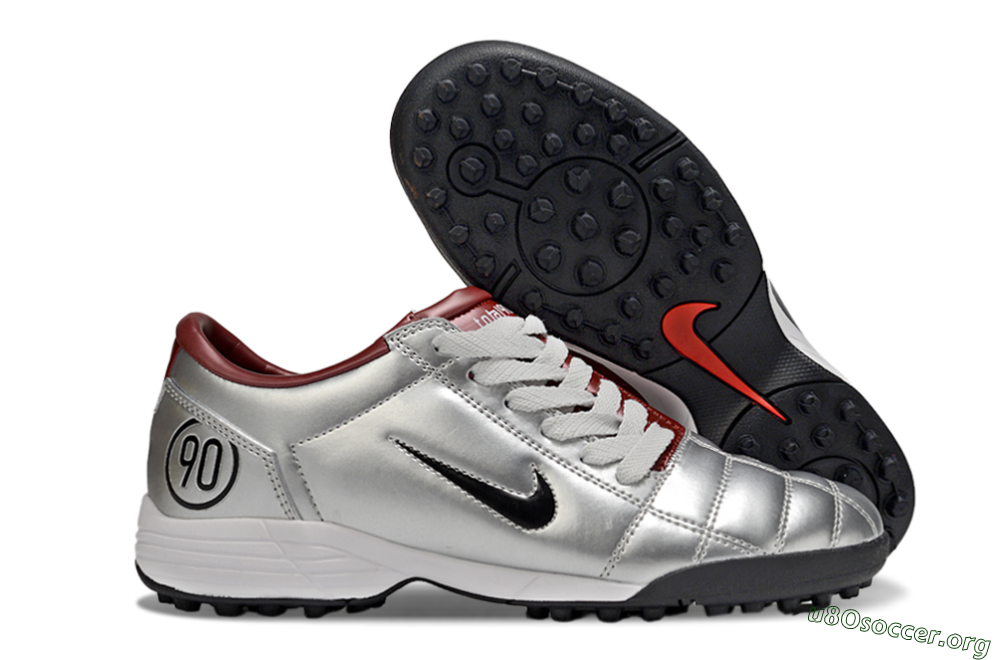 Nike Total 90 II TF Football Shoes - Silver/Black/Red 2