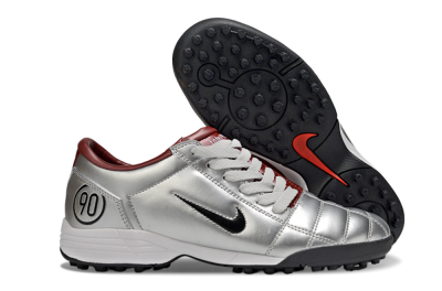 Nike Total 90 II TF Football Shoes - Silver/Black/Red
