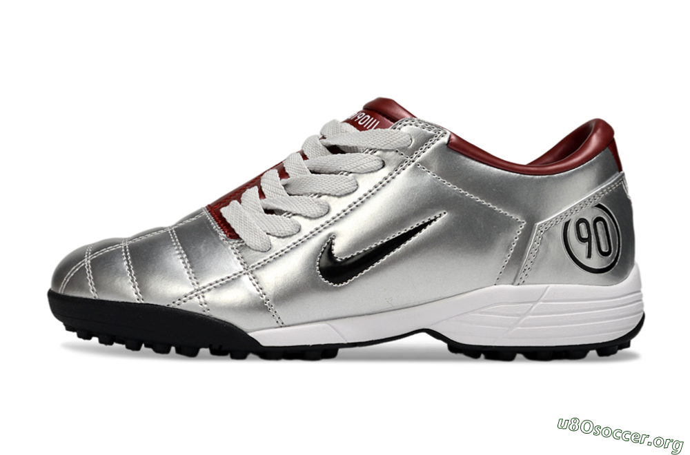 Nike Total 90 II TF Football Shoes - Silver/Black/Red 3