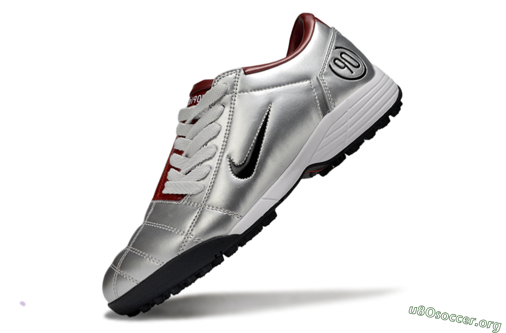 Nike Total 90 II TF Football Shoes - Silver/Black/Red 5