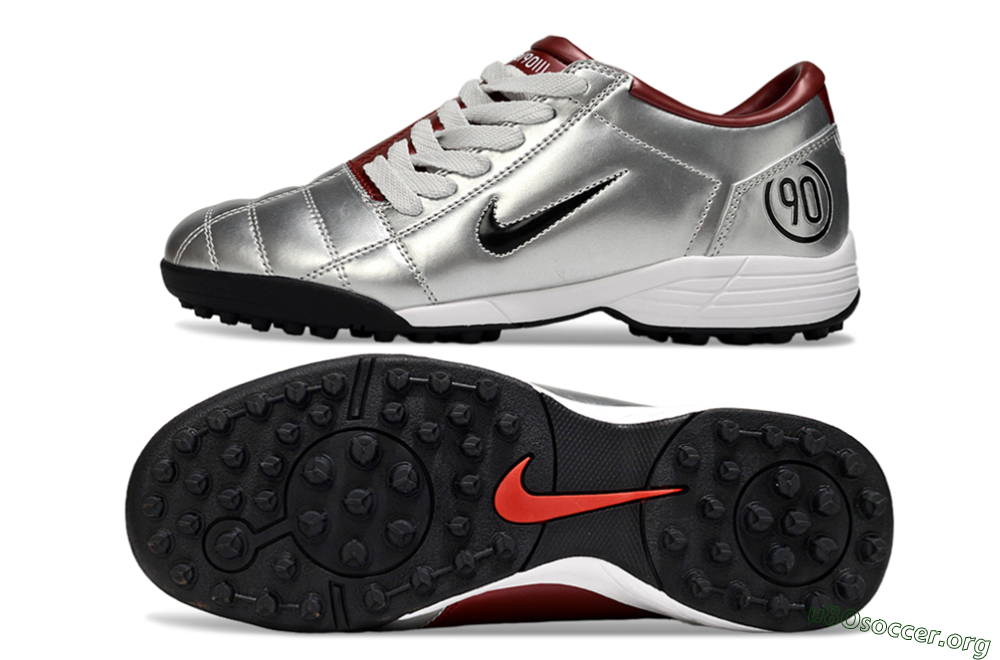 Nike Total 90 II TF Football Shoes - Silver/Black/Red 1