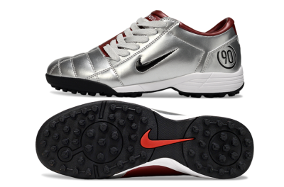 Nike Total 90 II TF Football Shoes - Silver/Black/Red