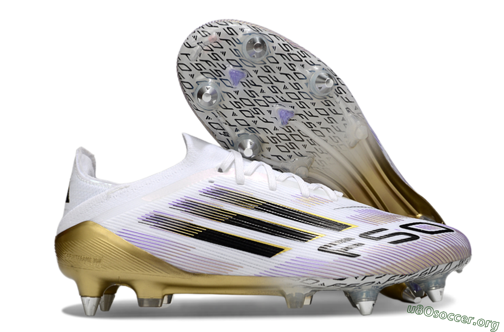 Adidas F50 Elite SG Football Boots - White/Purple/Gold 2