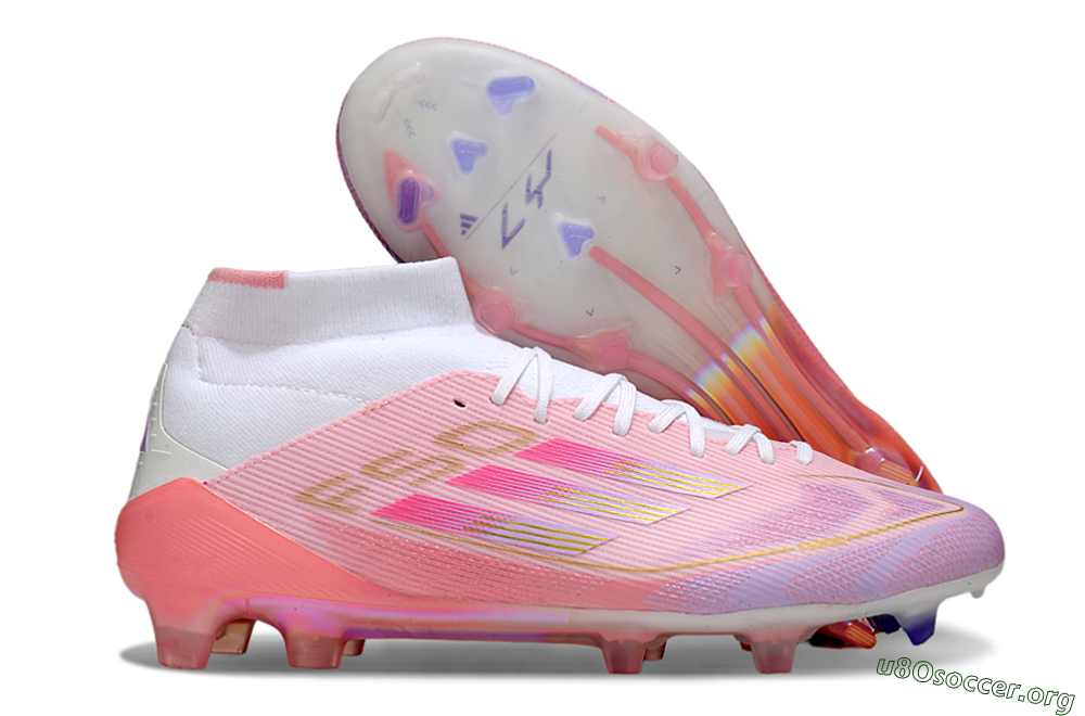 Adidas F50 Elite Mid FG Football Boots - Pink/Gold/White 2
