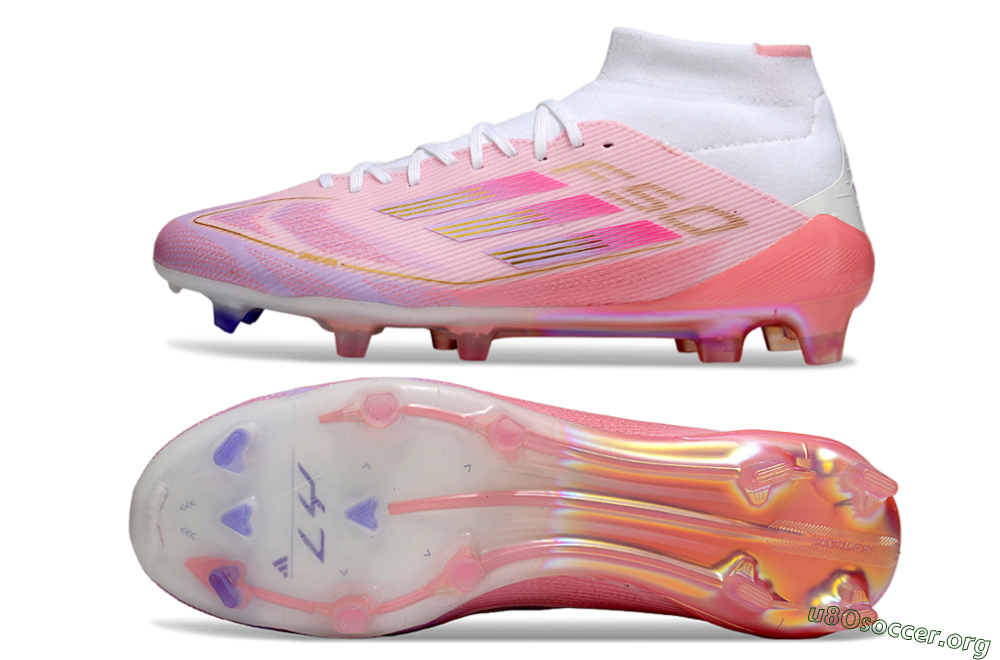 Adidas F50 Elite Mid FG Football Boots - Pink/Gold/White 1