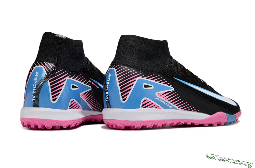 Nike Air Zoom Mercurial Superfly 10 Elite TF Football Shoes - Black/White/Blue/Pink 6