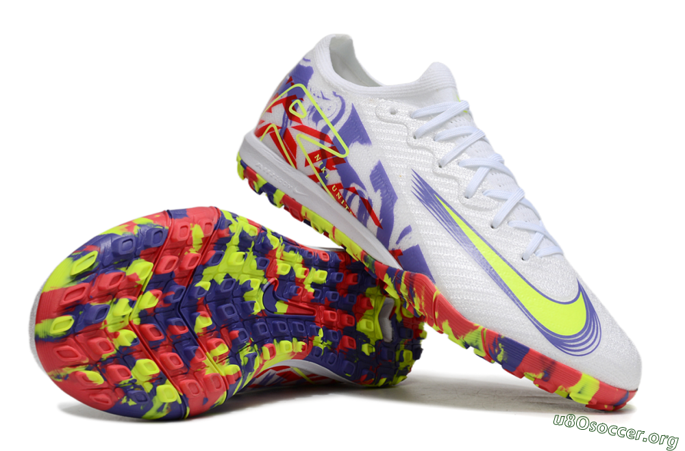 Nike Air Zoom Mercurial Vapor 16 Elite TF Football Shoes - White/Yellow/Purple/Red 1