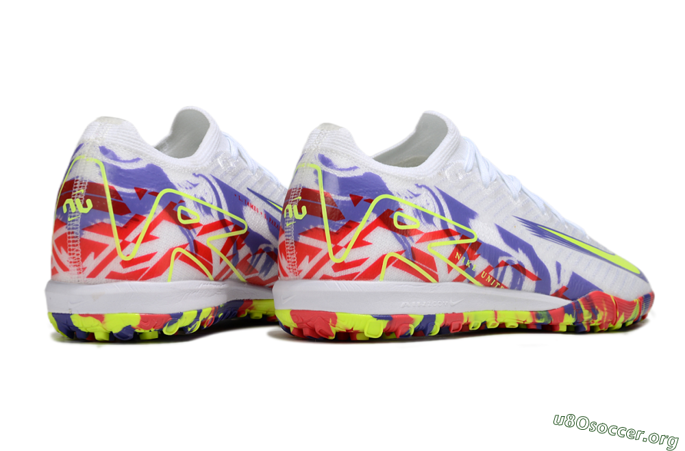 Nike Air Zoom Mercurial Vapor 16 Elite TF Football Shoes - White/Yellow/Purple/Red 6
