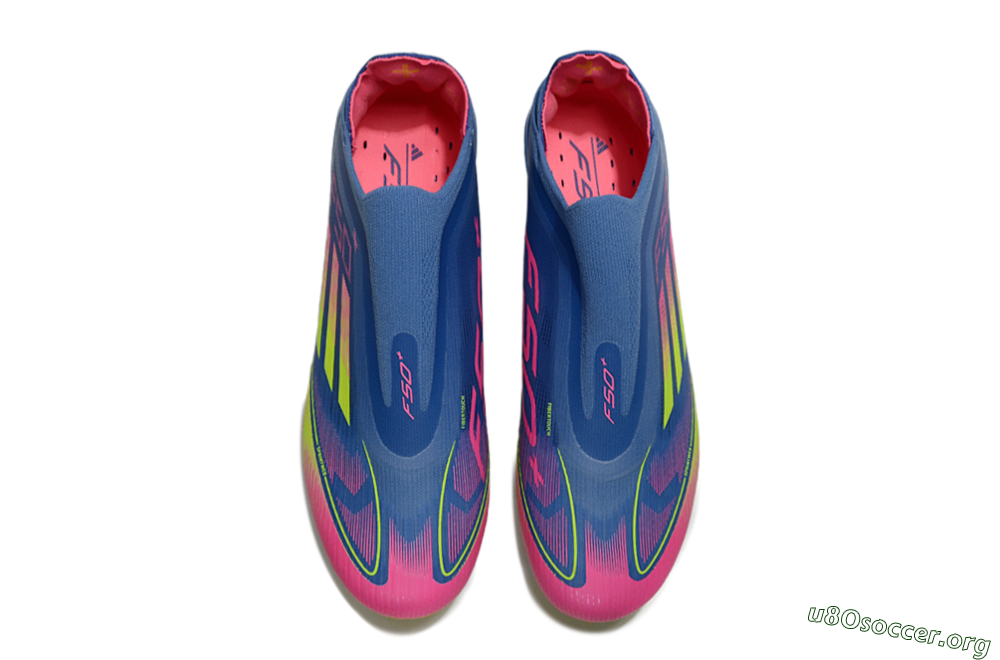 Adidas F50+ Elite Laceless FG Football Boots - Blue/Yellow/Pink 4