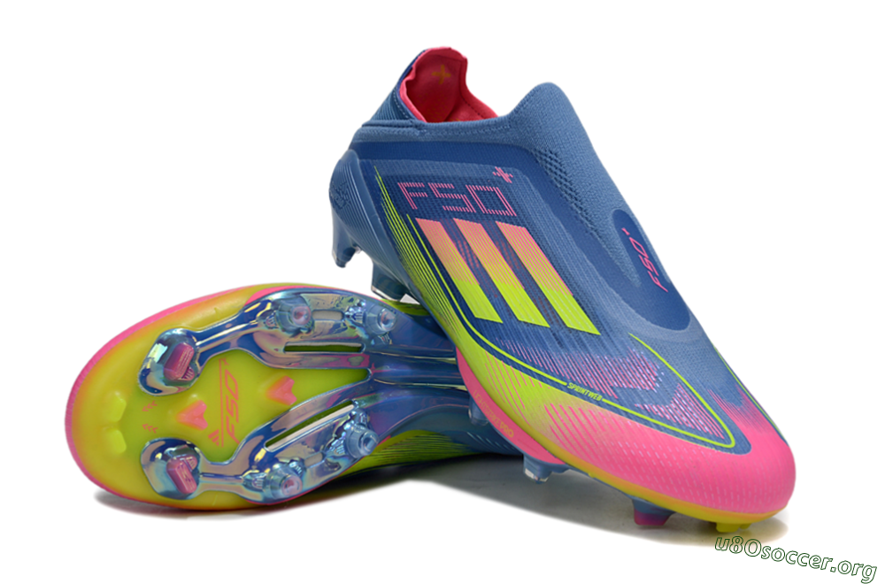 Adidas F50+ Elite Laceless FG Football Boots - Blue/Yellow/Pink 0