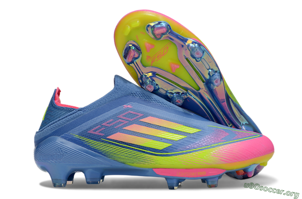 Adidas F50+ Elite Laceless FG Football Boots - Blue/Yellow/Pink 2