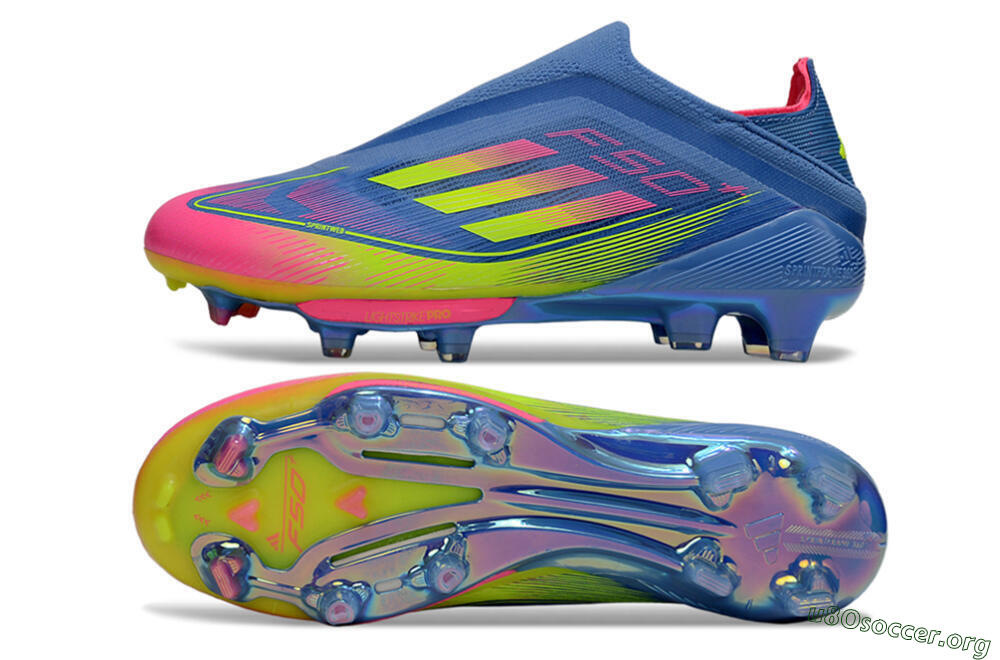 Adidas F50+ Elite Laceless FG Football Boots - Blue/Yellow/Pink 1