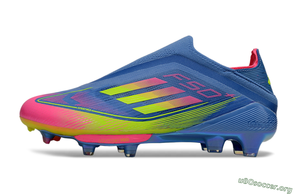 Adidas F50+ Elite Laceless FG Football Boots - Blue/Yellow/Pink 3