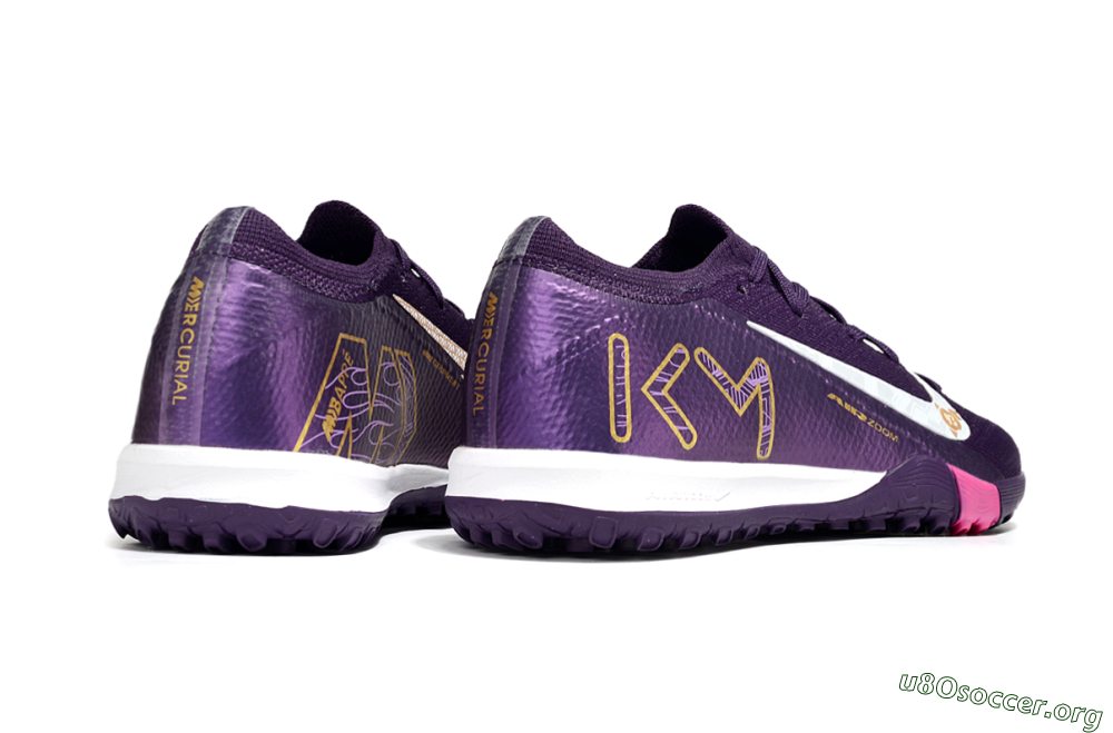 Nike Air Zoom Mercurial Vapor 16 Elite TF Football Shoes - Purple/White/Gold 5