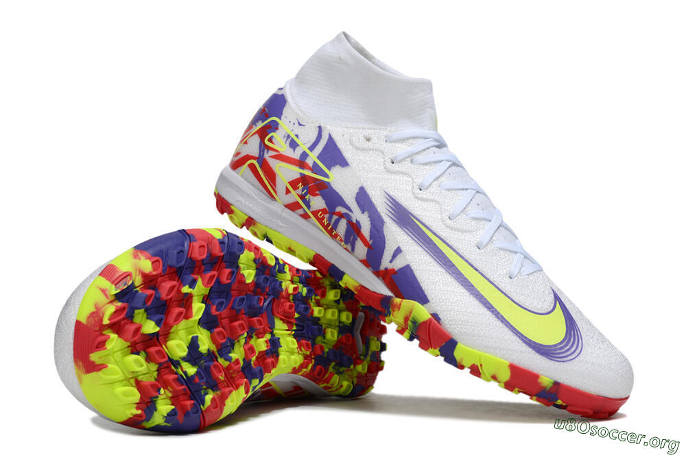 Nike Air Zoom Mercurial Superfly 10 Elite TF Football Shoes - White/Yellow/Purple/Red 1