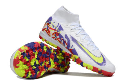 Nike Air Zoom Mercurial Superfly 10 Elite TF Football Shoes - White/Yellow/Purple/Red