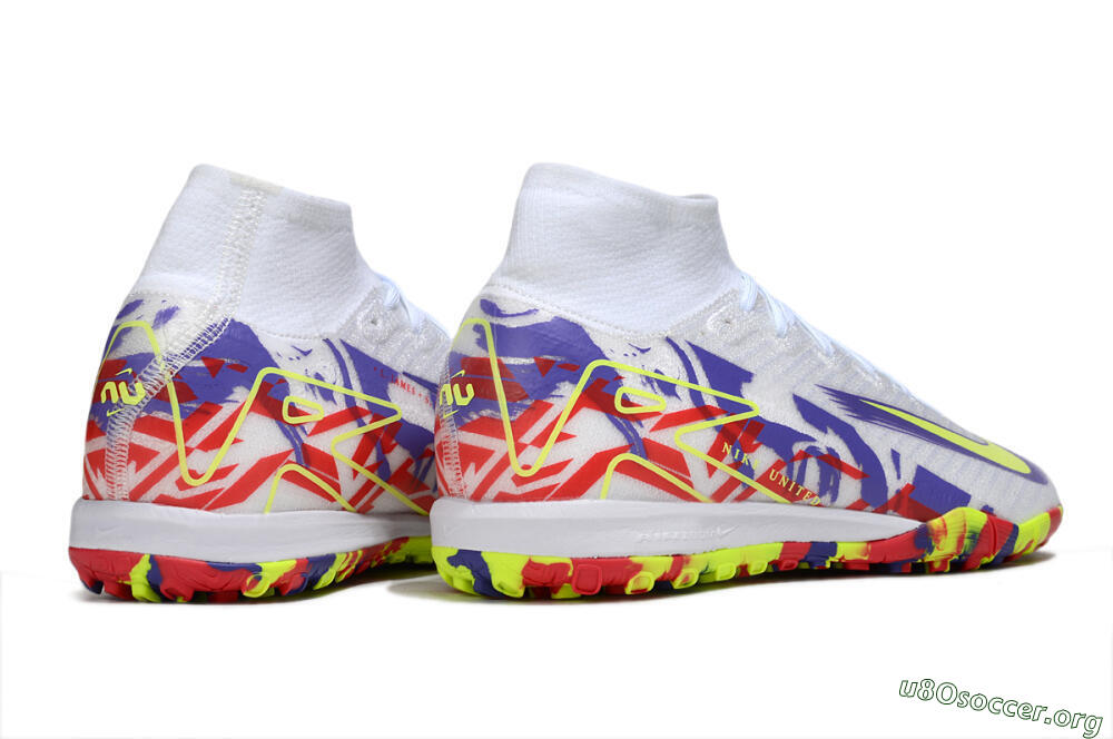 Nike Air Zoom Mercurial Superfly 10 Elite TF Football Shoes - White/Yellow/Purple/Red 6