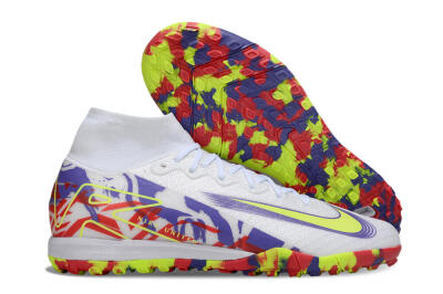 Nike Air Zoom Mercurial Superfly 10 Elite TF Football Shoes - White/Yellow/Purple/Red