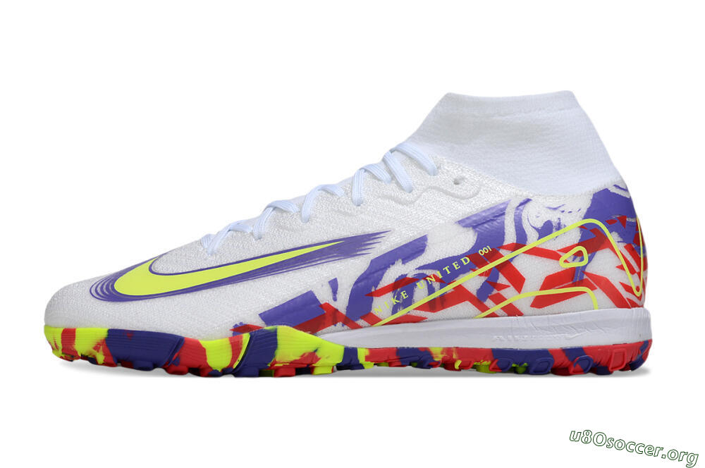Nike Air Zoom Mercurial Superfly 10 Elite TF Football Shoes - White/Yellow/Purple/Red 3
