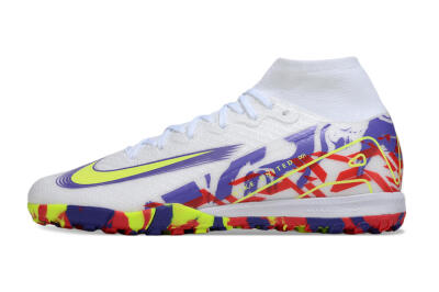 Nike Air Zoom Mercurial Superfly 10 Elite TF Football Shoes - White/Yellow/Purple/Red