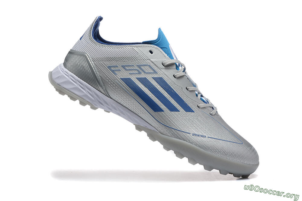 Adidas F50 Pro TF Football Shoes - Silver/Blue/White 4