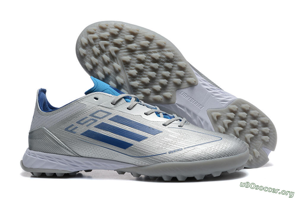 Adidas F50 Pro TF Football Shoes - Silver/Blue/White 2