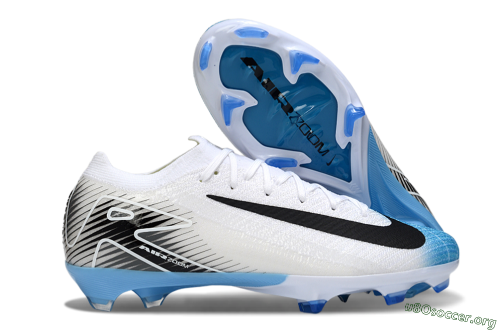 Nike Air Zoom Mercurial Vapor 16 Elite FG Football Boots - White/Black/Blue 2