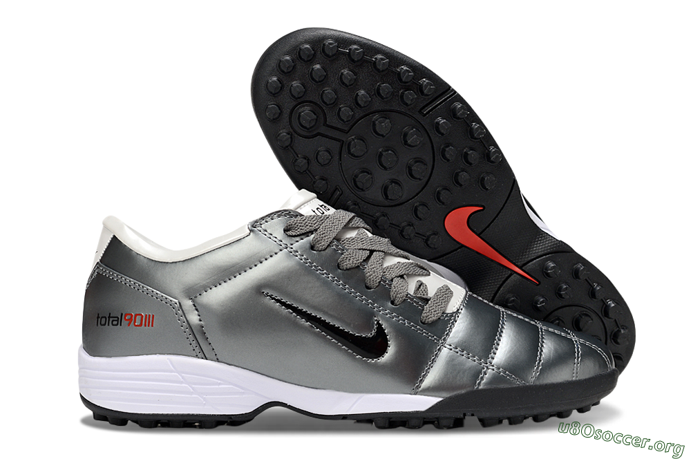 Nike Total 90 III TF Football Shoes - Silver/Black/White 2