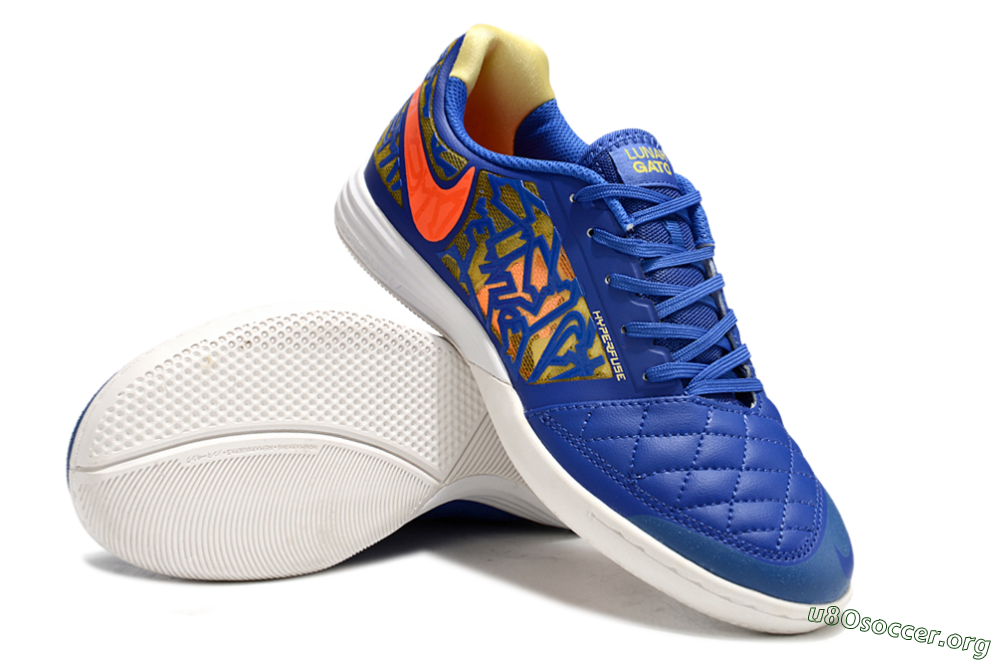 Nike Lunar Gato 2 IC Football Shoes - Blue/Gold/Red 4