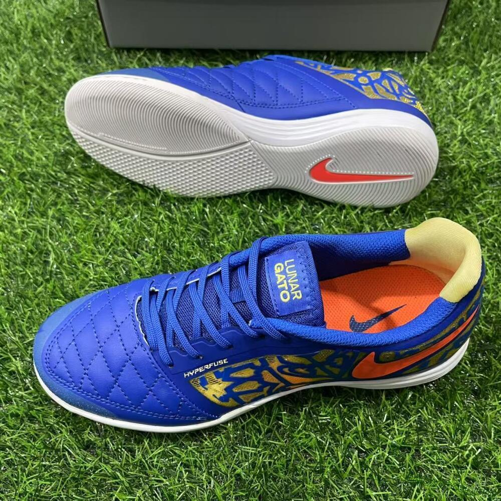 Nike Lunar Gato 2 IC Football Shoes - Blue/Gold/Red