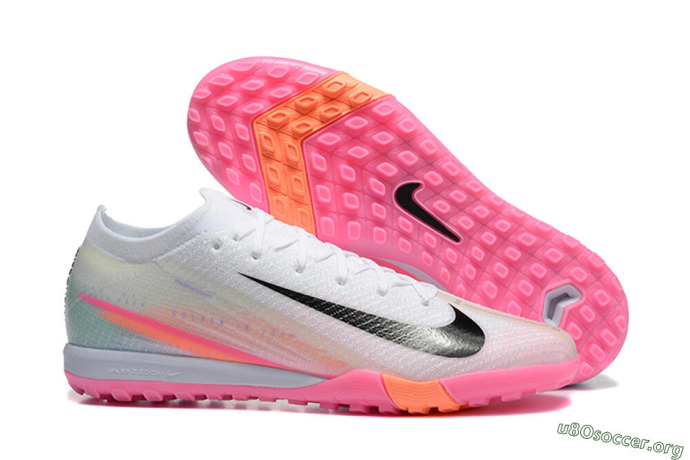 Nike Air Zoom Mercurial Vapor 16 Elite TF Football Shoes - White/Black/Pink 2