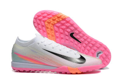 Nike Air Zoom Mercurial Vapor 16 Elite TF Football Shoes - White/Black/Pink