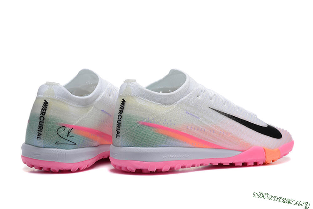 Nike Air Zoom Mercurial Vapor 16 Elite TF Football Shoes - White/Black/Pink 9