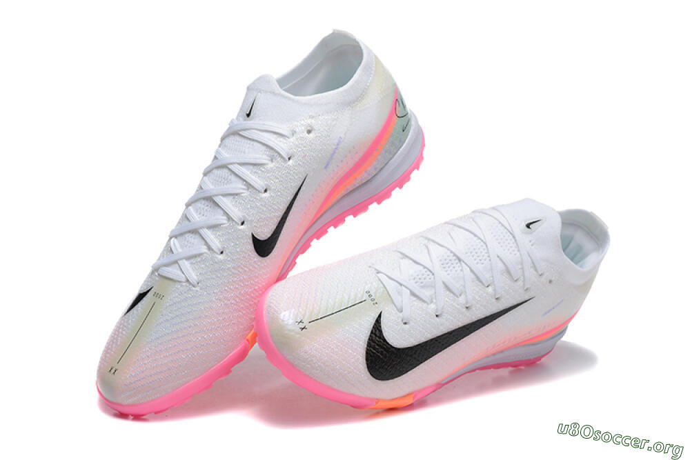 Nike Air Zoom Mercurial Vapor 16 Elite TF Football Shoes - White/Black/Pink 6