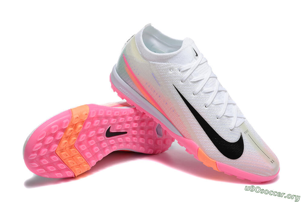 Nike Air Zoom Mercurial Vapor 16 Elite TF Football Shoes - White/Black/Pink 4