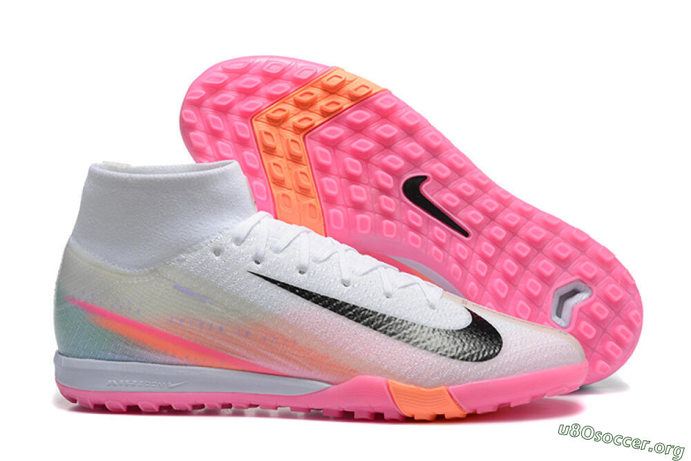 Nike Air Zoom Mercurial Superfly 10 Elite TF Football Shoes - White/Black/Pink 2