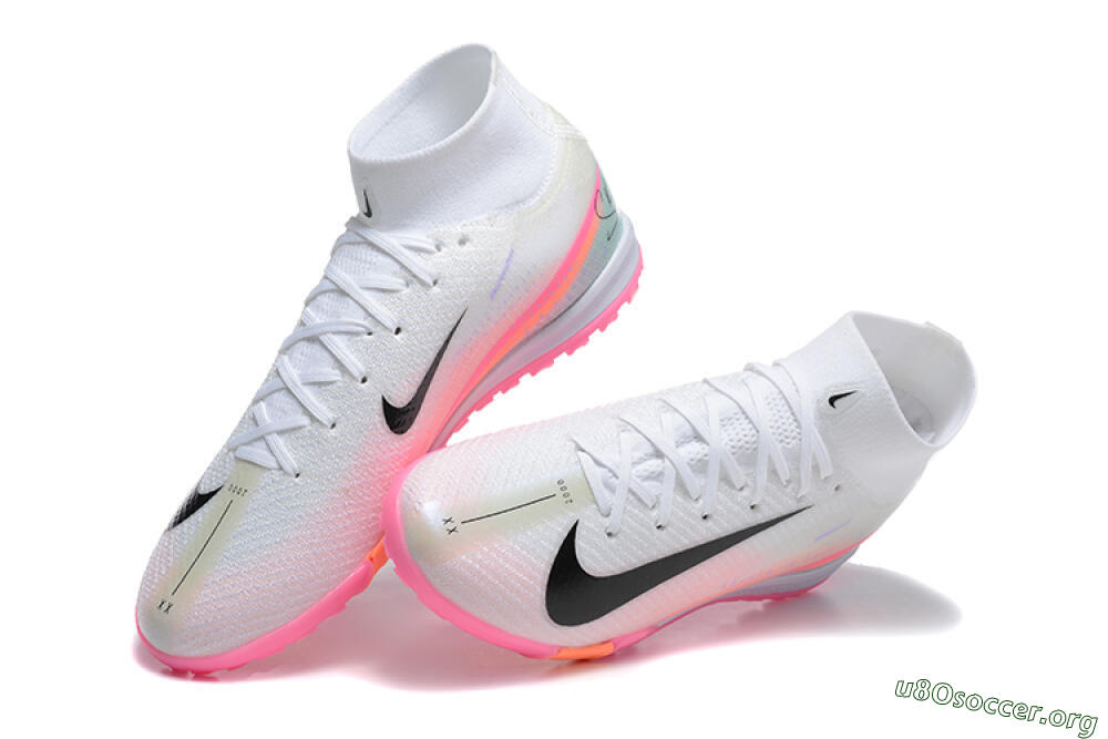 Nike Air Zoom Mercurial Superfly 10 Elite TF Football Shoes - White/Black/Pink 6