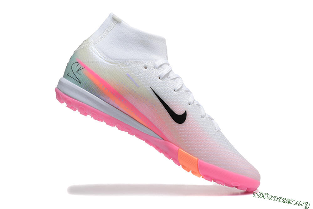 Nike Air Zoom Mercurial Superfly 10 Elite TF Football Shoes - White/Black/Pink 7