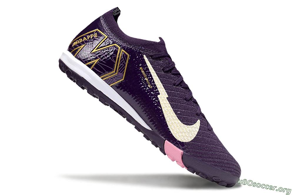 Nike Air Zoom Mercurial Vapor 16 Elite TF Football Shoes - Purple/White/Gold 5